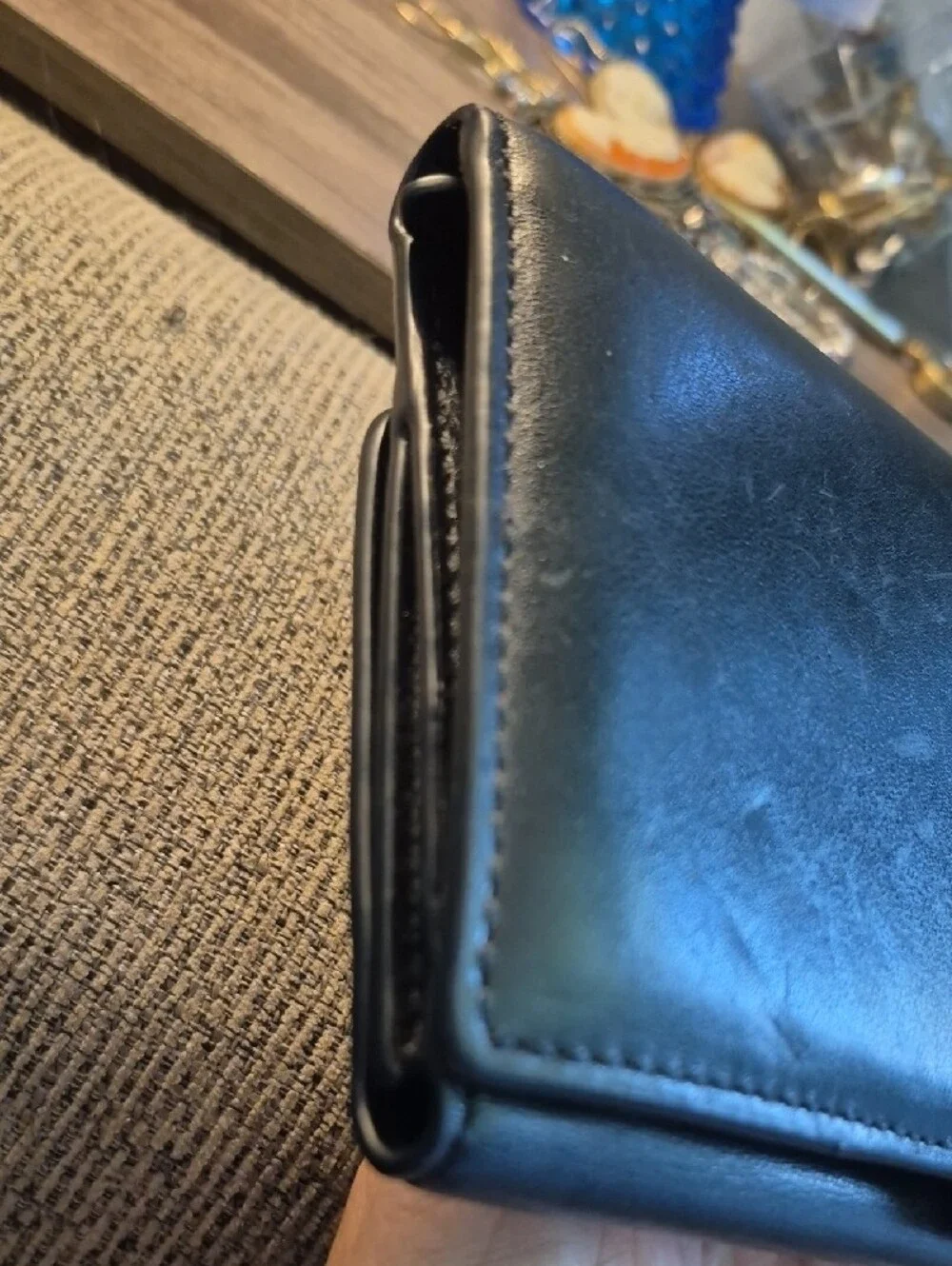 Michael Kors Florence Large Billfold Genuine Leather Black Clutch Wallet Purse